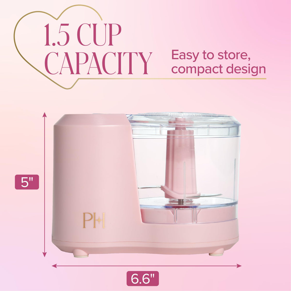 Paris Hilton 1.5-Cup Pink Chopper in use with one-touch pulse