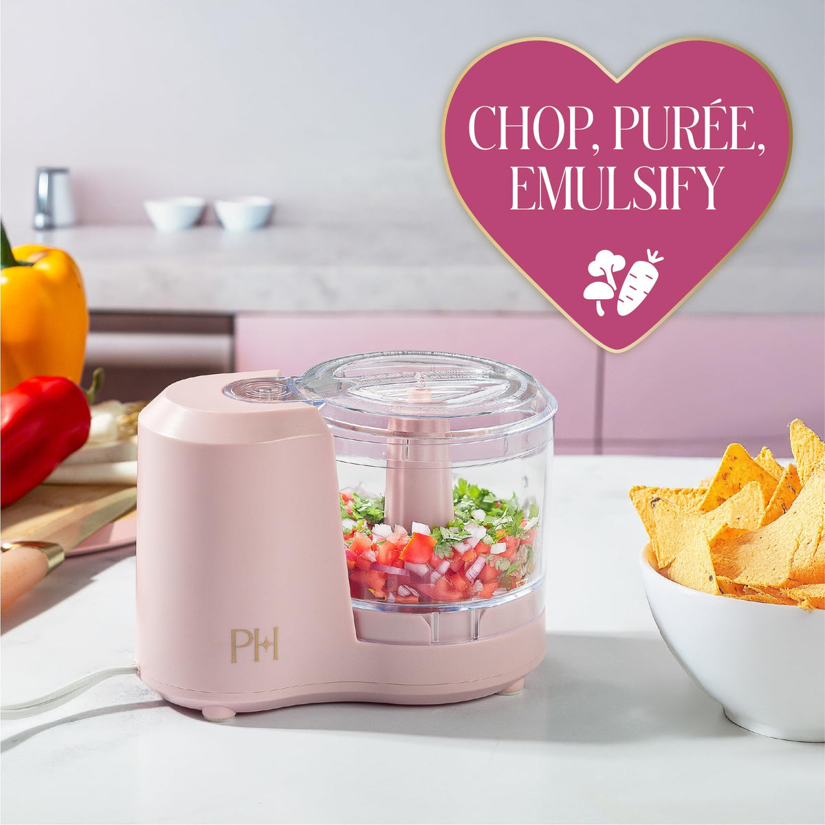 Paris Hilton 1.5-Cup Pink Chopper with removable bowl and lid