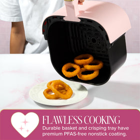 Paris Hilton Air Fryer crisping tray showcases versatile 8-in-1 functionality.