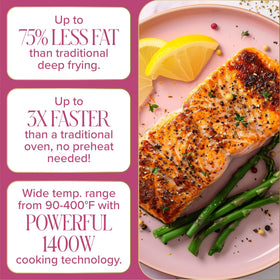 Paris Hilton Air Fryer digital display makes preset cooking simple.