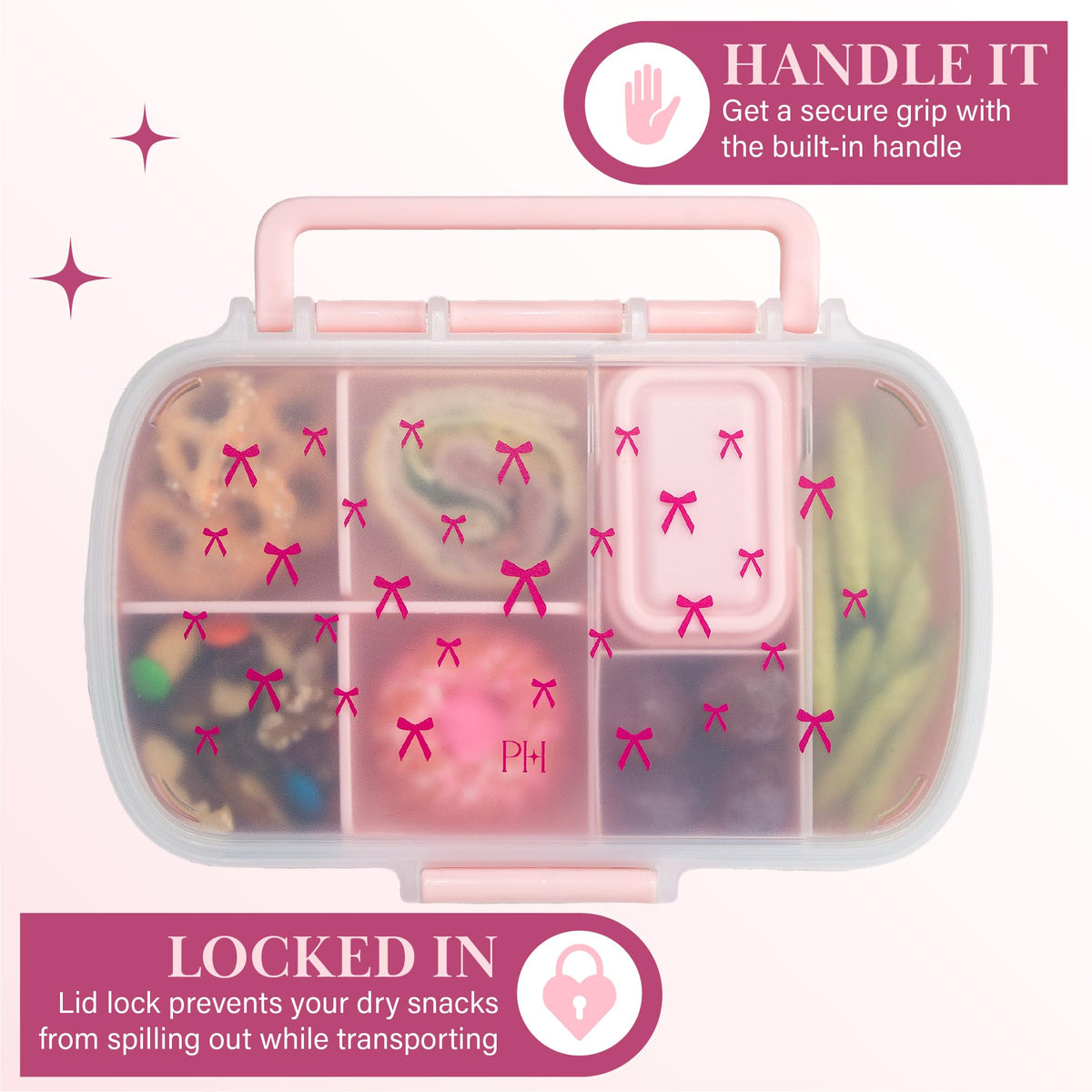 Paris Hilton bento box built-in phone stand for hands-free viewing.