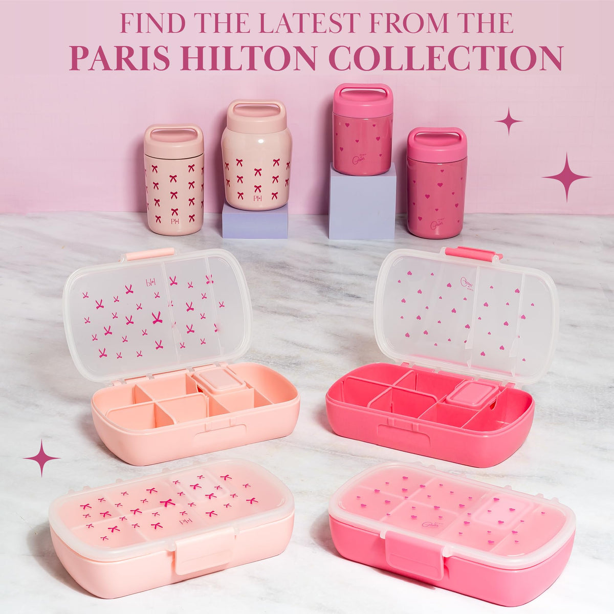 Paris Hilton bento box lightweight carry handle for easy transport.