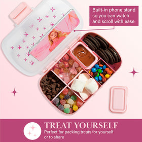 Paris Hilton bento box pink bow print adds playful style.