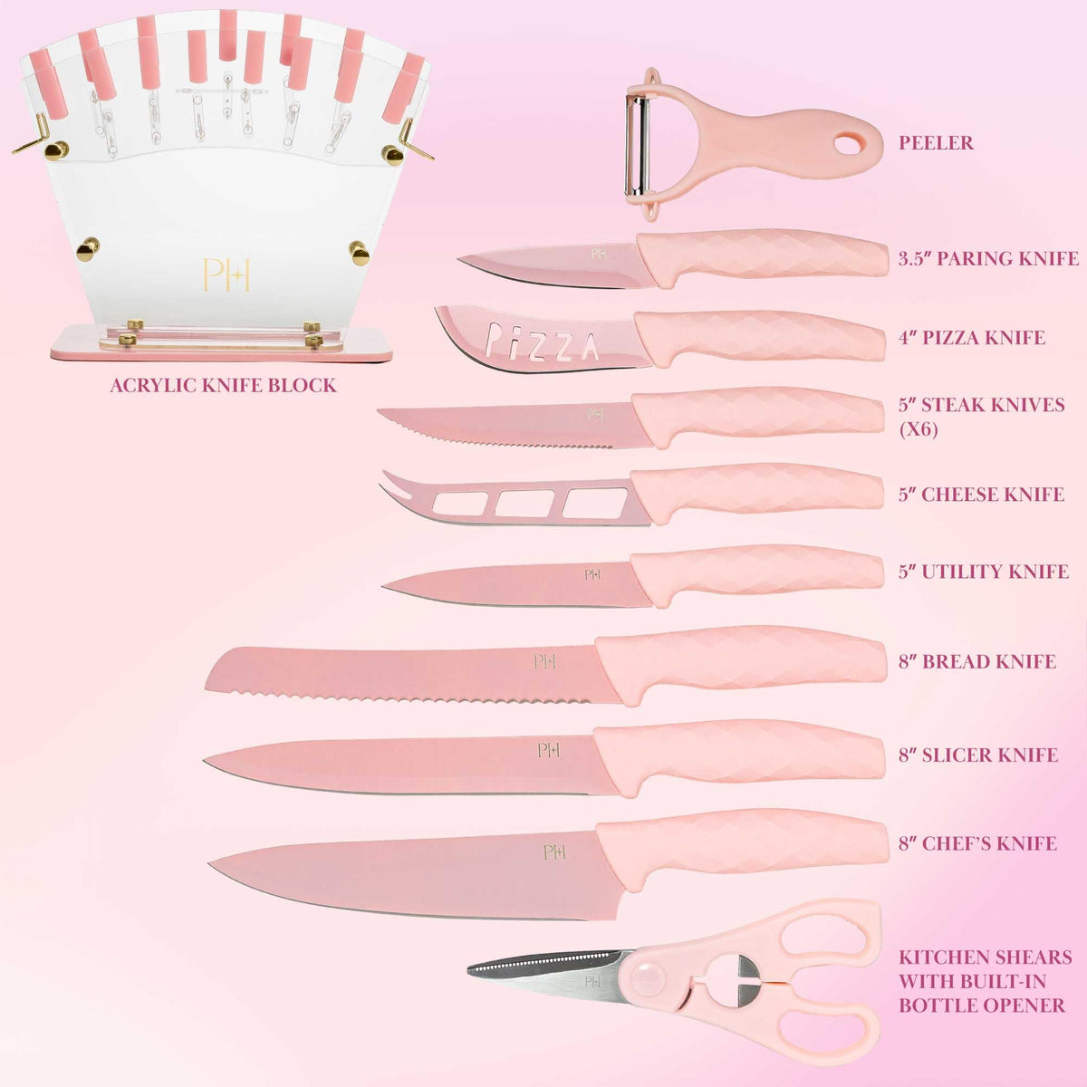Paris Hilton comfort grip handles provide secure control during prep tasks.