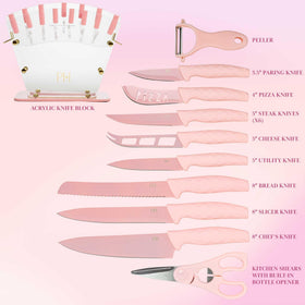 Paris Hilton comfort grip handles provide secure control during prep tasks.