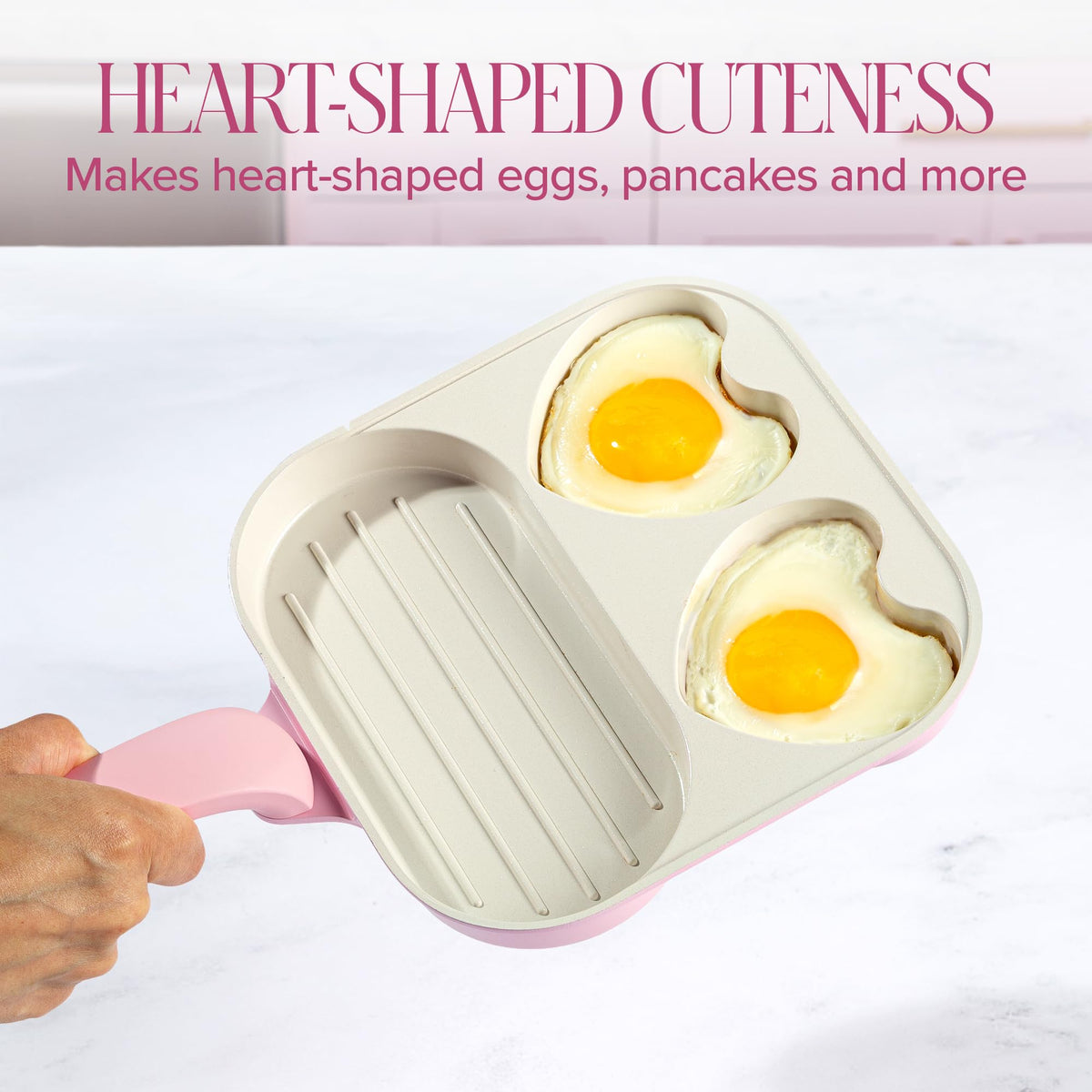Paris Hilton ergonomic handle provides comfortable control while cooking.