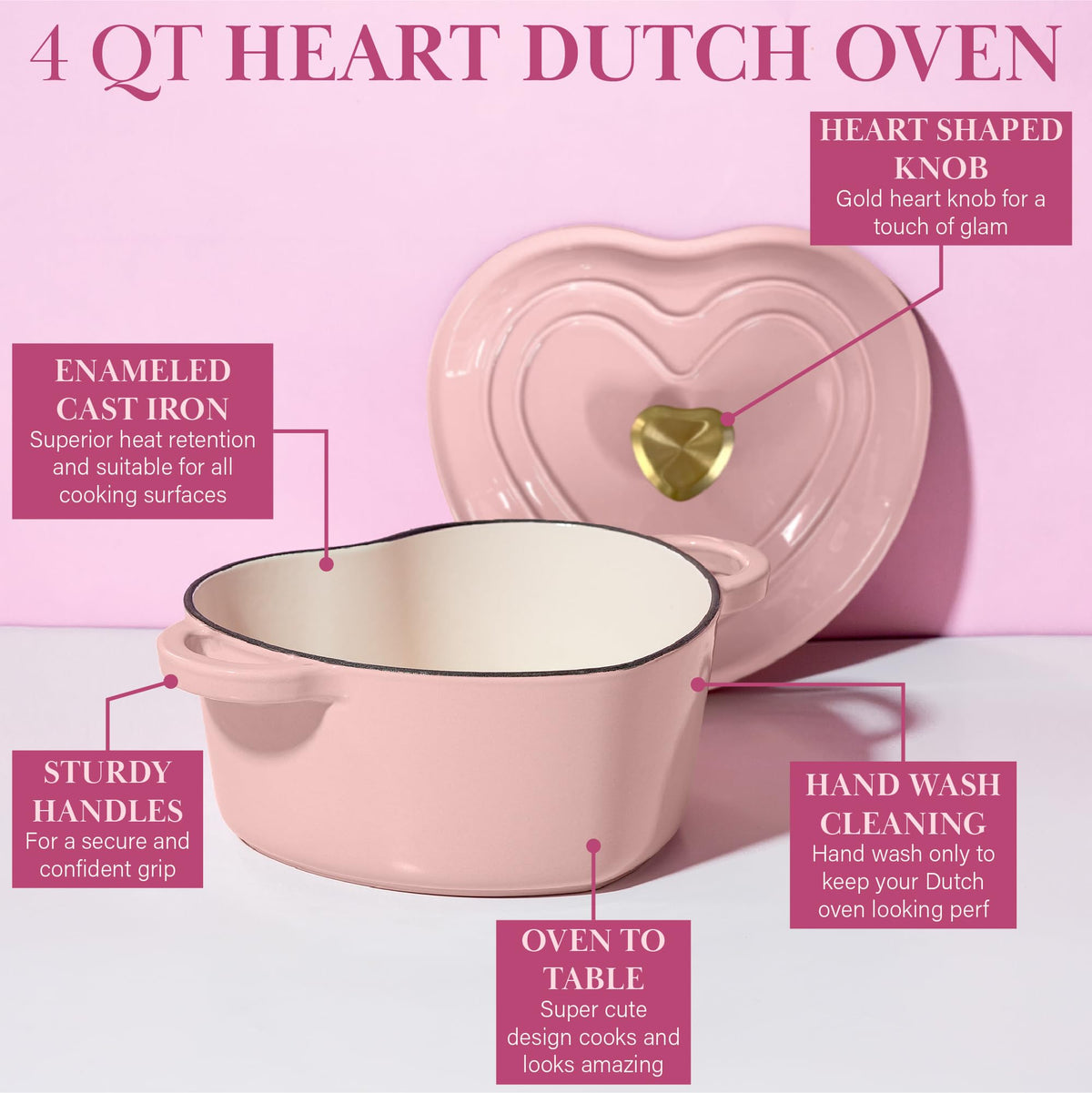 Paris Hilton 500°F oven-safe dutch oven supports versatile stove to oven cooking.