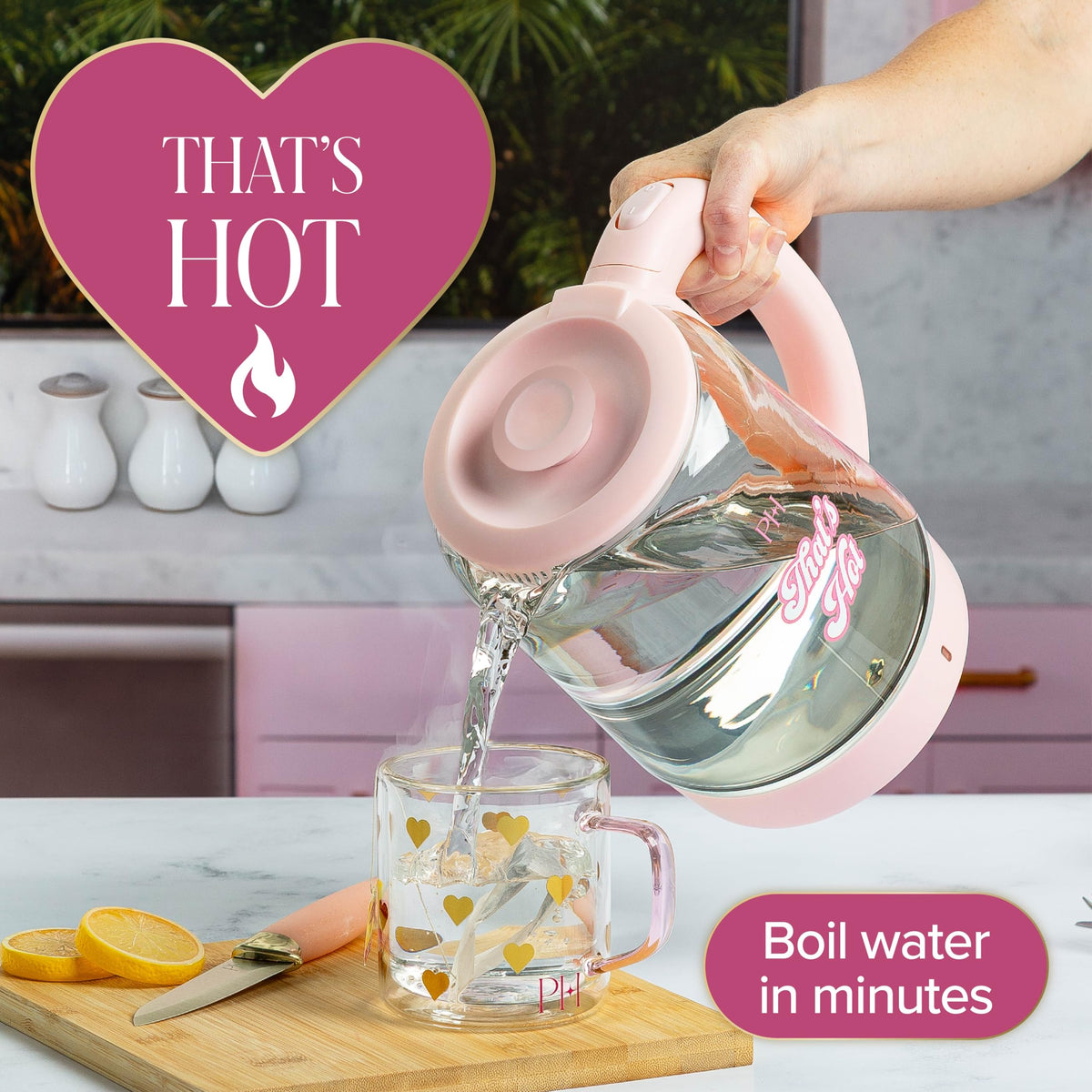 Paris Hilton Electric Kettle 360 base enables easy pour from any direction