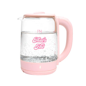 Paris Hilton Electric Kettle pink glass body adds stylish counter appeal and quick heating