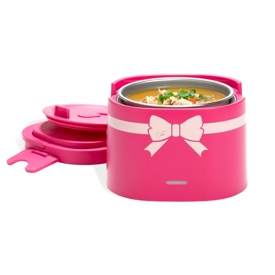 Paris Hilton Electric Lunch Warmer 20-ounce with fold-down-handle for easy transport.