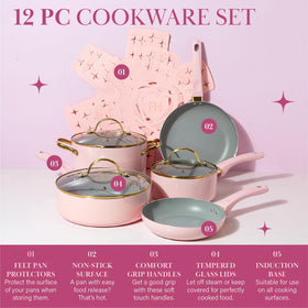 Paris Hilton Epic nonstick 2-quart sauce pan with lid offering precise simmering and easy cleanup.
