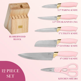 Paris Hilton ergonomic handles offer comfortable, secure grip during prep tasks.