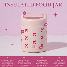 Close-up of leakproof lid on Paris Hilton food jar ensuring secure transport.