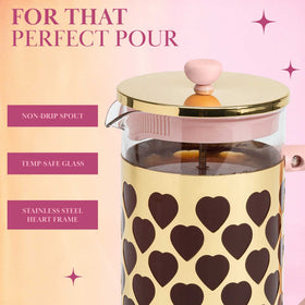 Stainless steel fine-mesh filter helps keep grounds out of your cup.