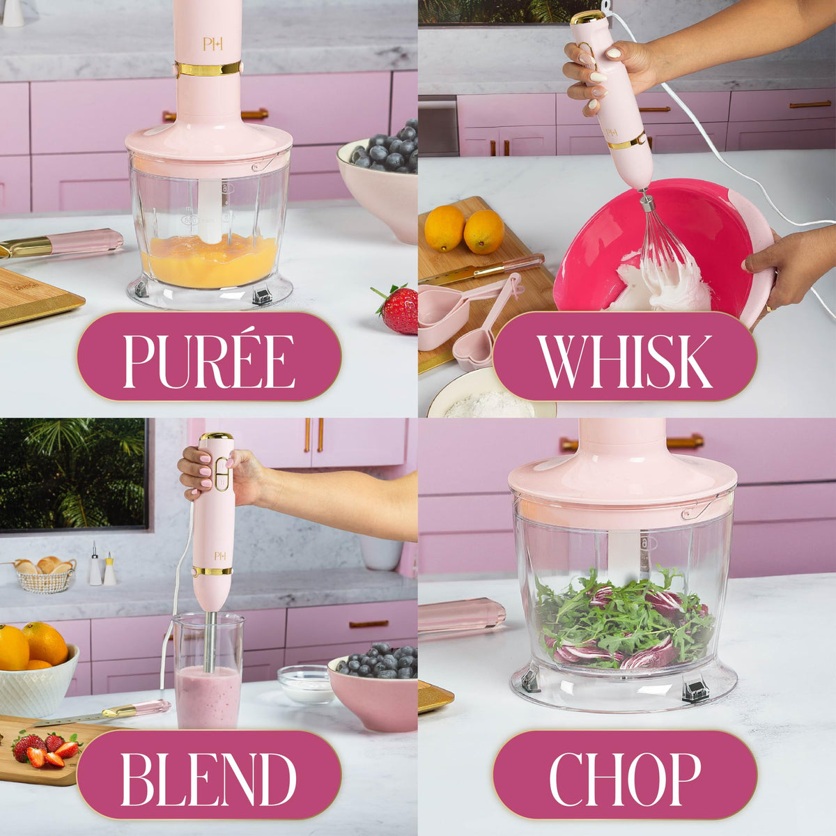 Paris Hilton beaker included for blending and measuring.