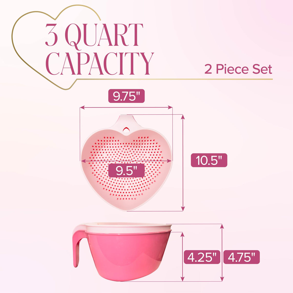Paris Hilton Heart Bowl & Colander pink serving bowl, great for snacks and salads.