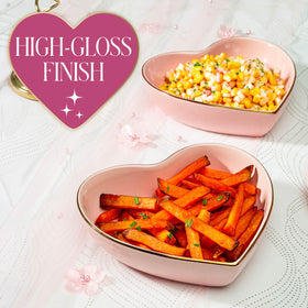 Paris Hilton 8-inch heart dish with glossy glaze ideal for desserts and dips.