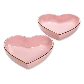 Paris Hilton heart dish set with gold rim for elegant entertaining and snack presentation.