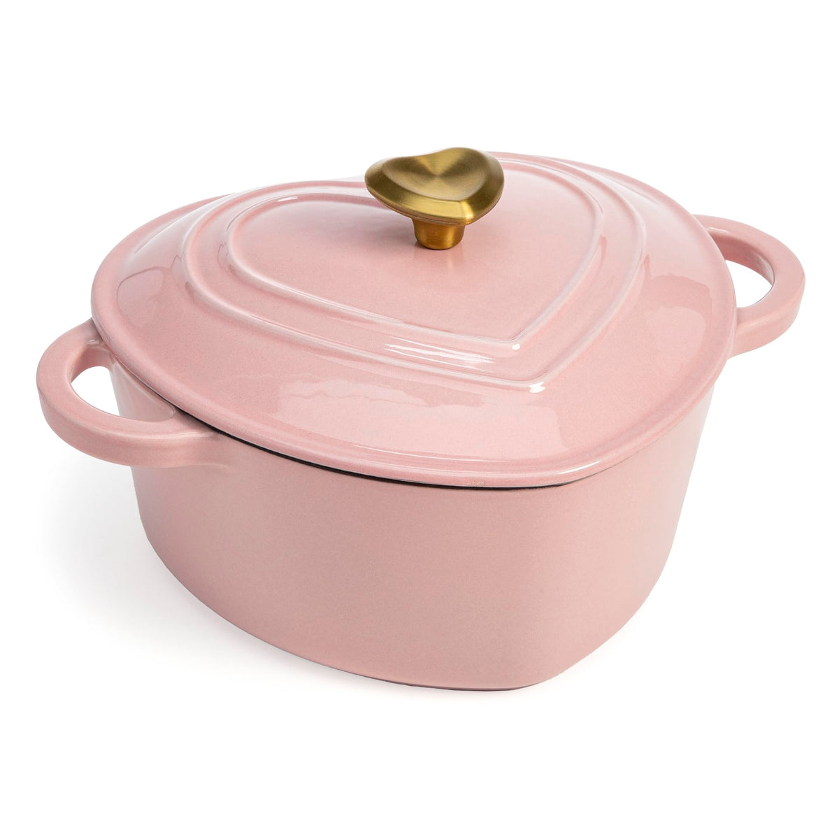Paris Hilton heart-dutch-oven lid with gold knob, a stylish focal point for serving and display.