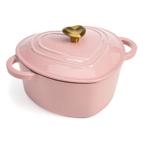 Paris Hilton heart-dutch-oven lid with gold knob, a stylish focal point for serving and display.