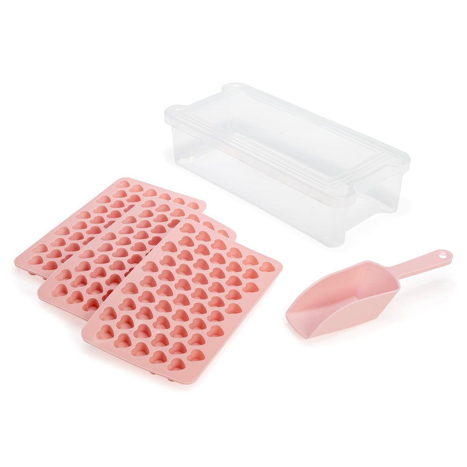 Paris Hilton heart-shaped ice cube tray set image showcasing mini cubes for stylish drinks.