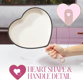 Paris Hilton heart skillet handle provides secure grip during busy weeknight cooking