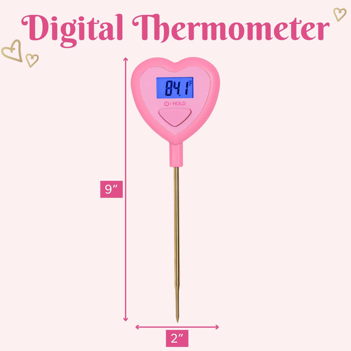 Paris Hilton thermometer in use measuring food temperature quickly.
