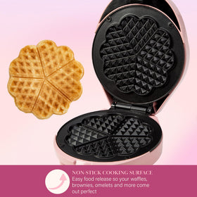 Indicator light glows green on the Paris Hilton Heart Waffle Maker.
