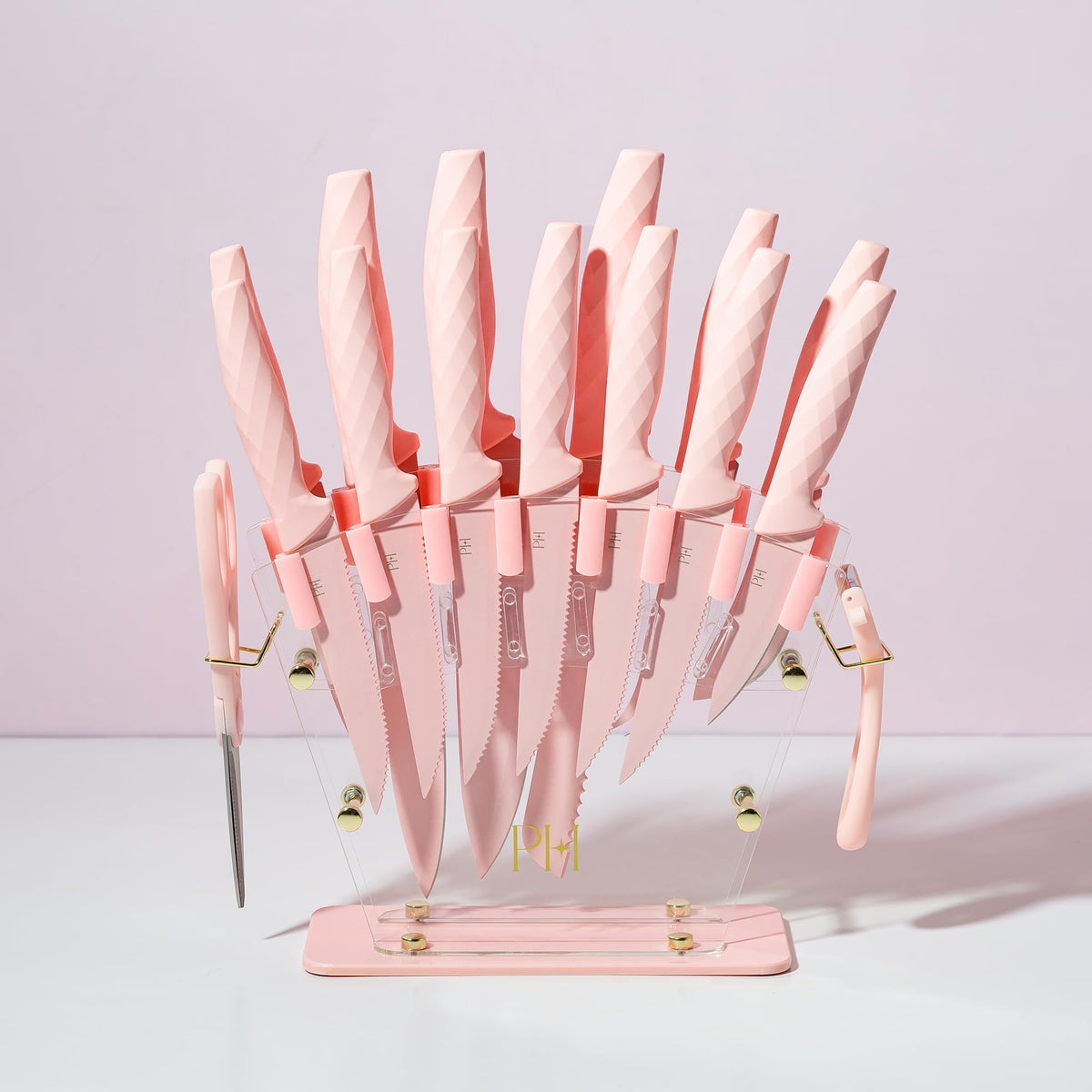 Paris Hilton 16-piece set covers essential knives for versatile home cooking.
