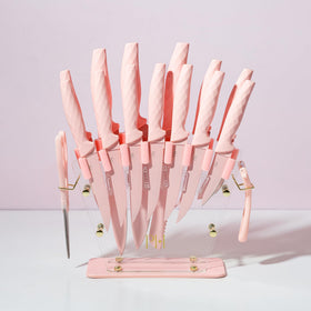 Paris Hilton 16-piece set covers essential knives for versatile home cooking.