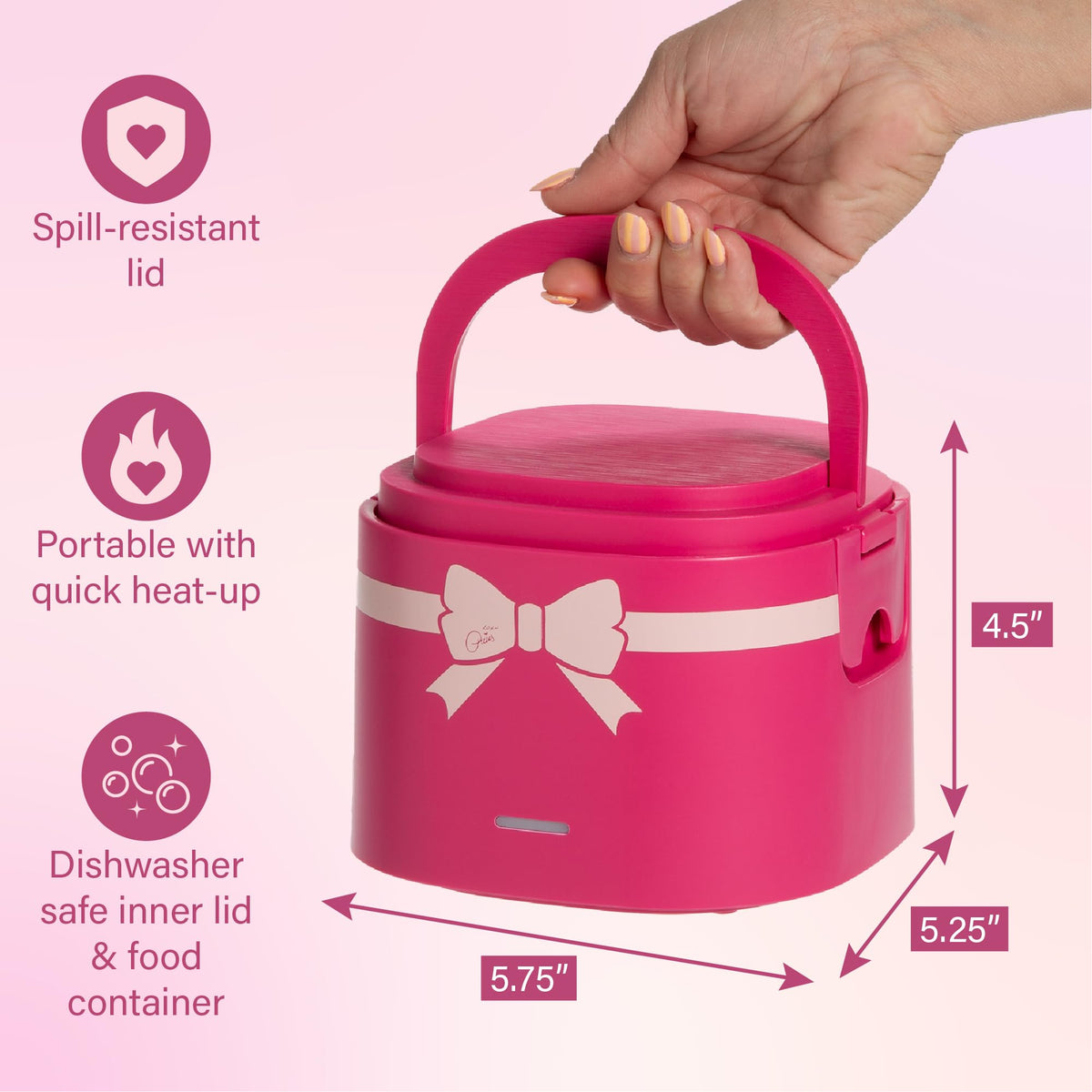 Paris Hilton Electric Lunch Warmer top-rack-dishwasher safe inner components simplify cleaning.