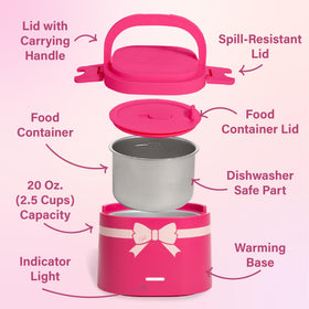 Paris Hilton Electric Lunch Warmer sealing-lid-steam-vent prevents splatters during reheating.