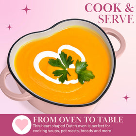 Paris Hilton pink enamel body of the Dutch oven, highlighting sleek cooking aesthetics and even heat.
