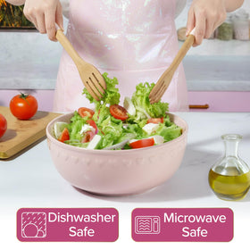 Paris Hilton pink-finish bowl adds soft color to tablescapes and meals.