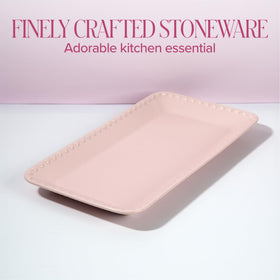 Paris Hilton embossed-hearts pink tray detail highlights heart design perfect for desserts.