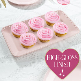 Paris Hilton pink ceramic tray gloss finish adds chic tabletop appeal.