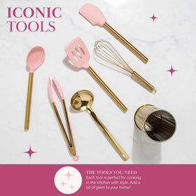 Paris Hilton silicone tongs pink provides precise control for flipping.