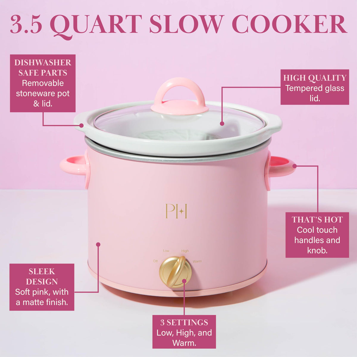 Paris Hilton slow cooker features dishwasher-safe stoneware for effortless maintenance