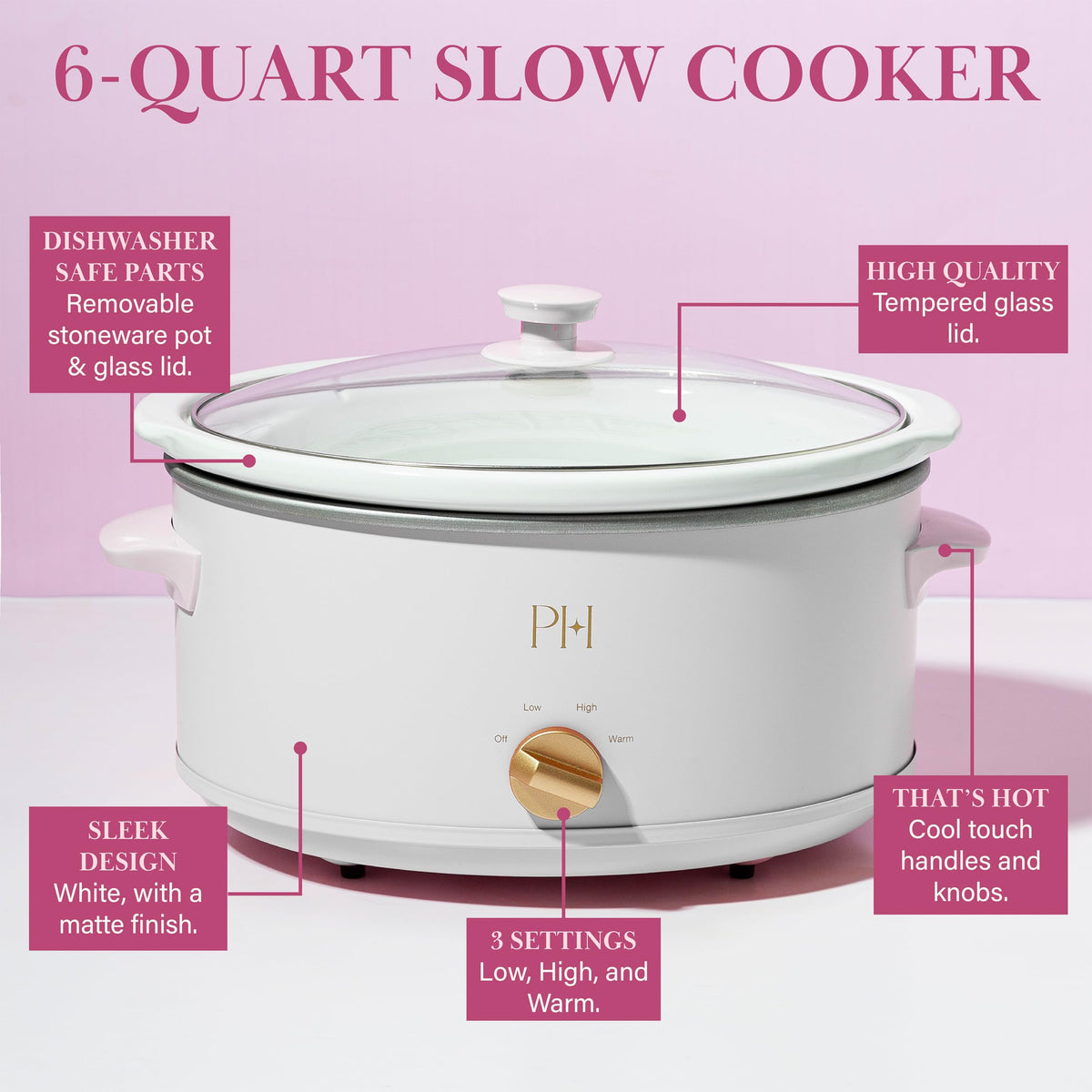 Glass lid and control panel of Paris Hilton slow cooker with elegant design.