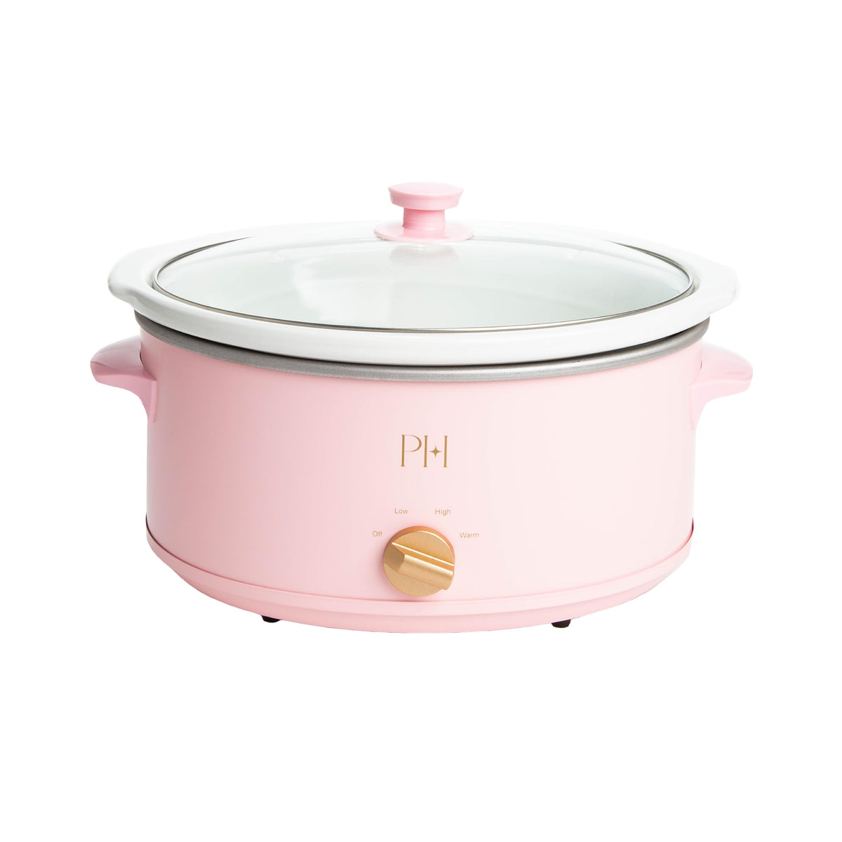 Paris Hilton slow cooker with oval stoneware insert showing durable, naturally nonstick surface.