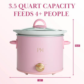 Paris Hilton slow cooker includes tempered glass lid for visible cooking progress