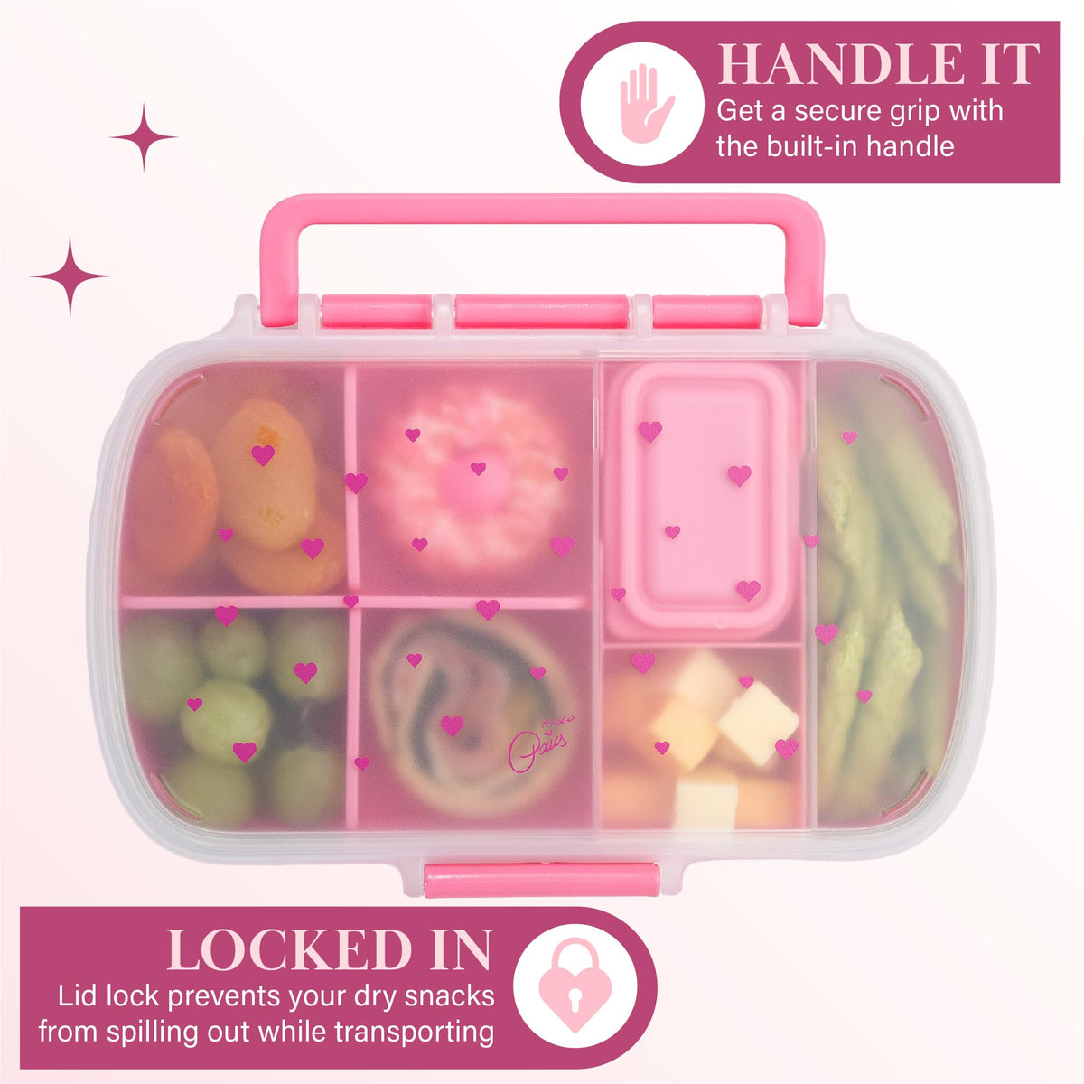 Paris Hilton snack box featuring built-in phone stand for hands-free viewing.