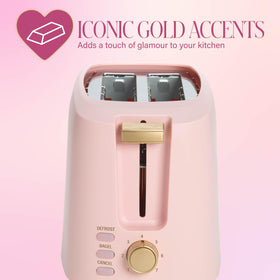 Paris Hilton pink toaster on a stylish countertop