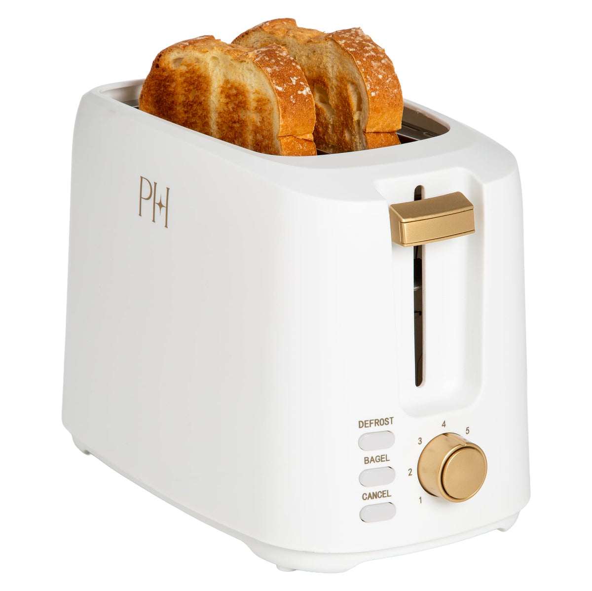 Paris Hilton 2-Slice Toaster with extra-wide slots for thick bread and bagels.