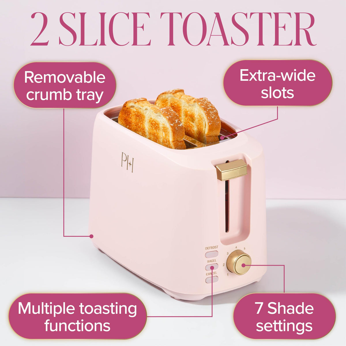 Paris Hilton removable crumb tray for quick cleanup