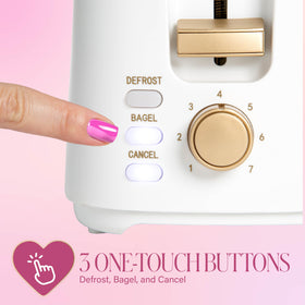 Paris Hilton 2-Slice Toaster white with gold accents for elegant counters.