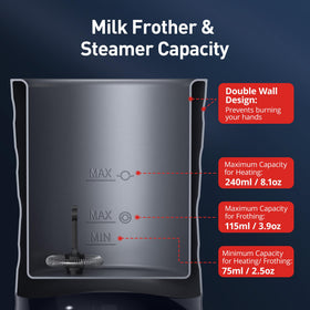 Paris Rhône Milk Frother cold-foam mode creates airy textures for iced drinks.