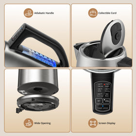 Paris Rhone safety features include auto shut-off and boil-dry protection.