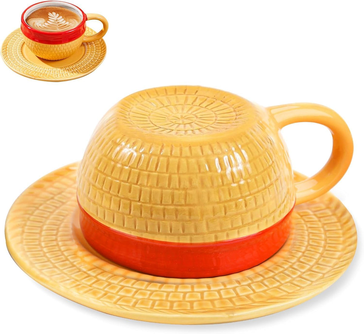 parknshop anime straw-hat mug with plate for daily coffee enjoyment