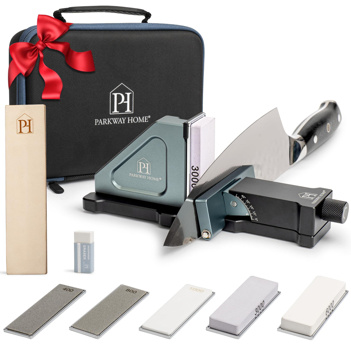 Parkway Home patented rolling sharpener revives dull knife edges quickly.